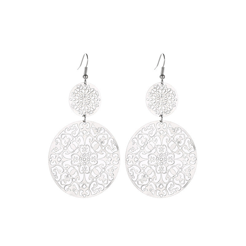 Wholesale Bohemian Metal Hollow Flower Earrings